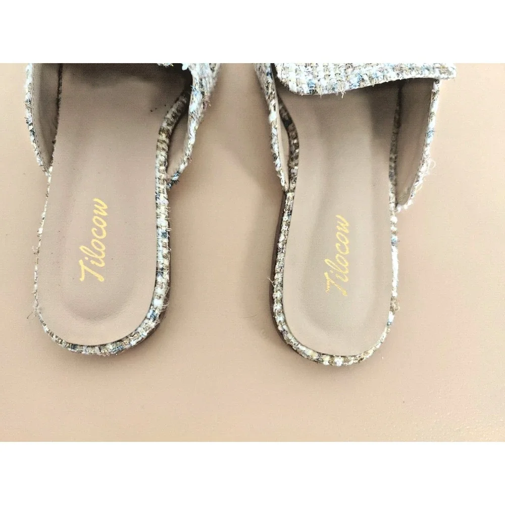 Tilocow Flat Mules for Women Closed Pointed‎ Toe Backless Casual Size 7.5 - Picture 2 of 9